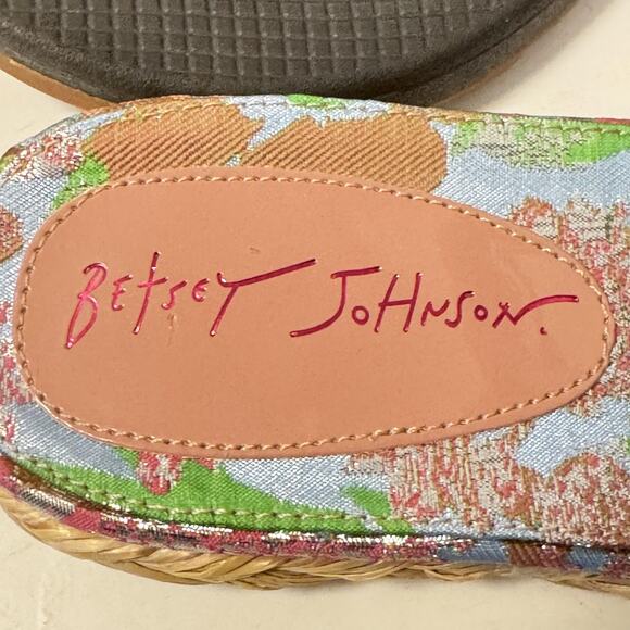 Betsey Johnson Sandals Womens 7 Multicolor Floral Fringe Espadrille Wedge Shoes - Picture 8 of 9